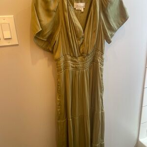 Anthropologie Somerset Petite Elegant Olive Green Women's Dress